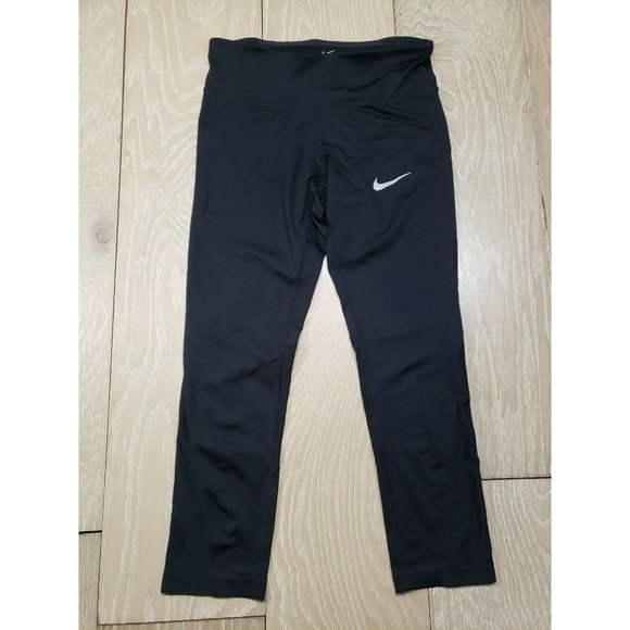 Nike DRI-FIT Women's Cropped Mesh Vent Panels Black Leggings XS Extra Small - Picture 2 of 8